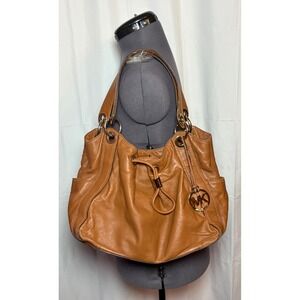 Michael Kors Ludlow Brown Leather Hobo‎ Shoulder Bag Slouchy Tote Handbag